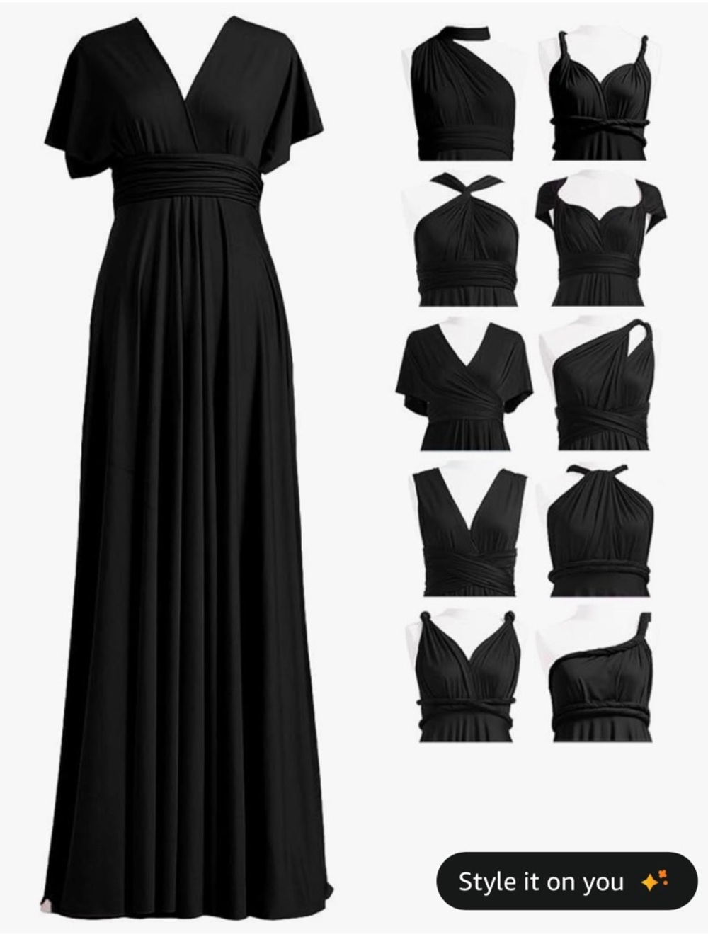 Infinity Multi-Style Maxi Dress in Black XL